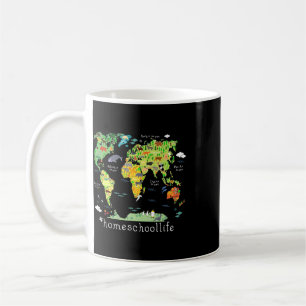 Zurück zur Schule Homeschool Weltkarte Geographie Kaffeetasse