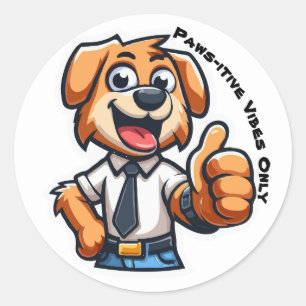 Zurück zur Schule Hund fröhlicher Cartoon Pup Runder Aufkleber