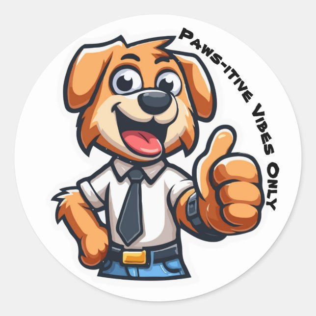 Zurück zur Schule Hund fröhlicher Cartoon Pup Runder Aufkleber (Vorderseite)