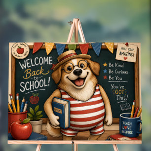 Zurück zur Schule Hund PNG, Süßes Lehrer-Hund-Desi Acrylschild