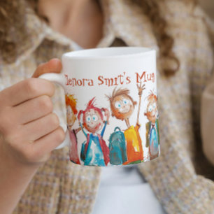 Zurück zur Schule I Aquarellkinder Kaffeetasse
