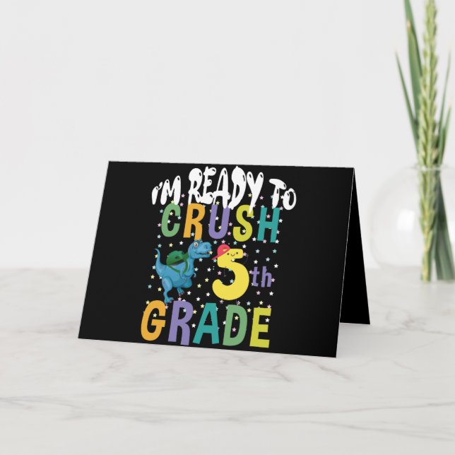 Zurück zur Schule Ich bin bereit, den 5. Grad Dino Karte (Vorderseite)