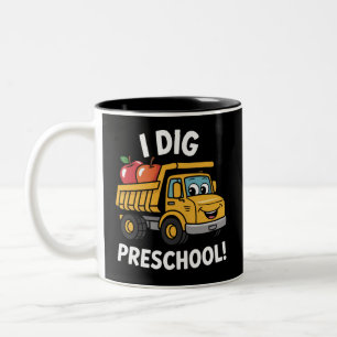 Zurück zur Schule Ich grabe Vorschul-Muldenkipper Zweifarbige Tasse