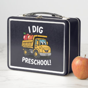 Zurück zur Schule Ich grabe Vorschullastwagen Metall Brotdose