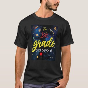 Zurück zur Schule in die erste Klasse und über den T-Shirt