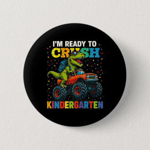 Zurück zur Schule Junge Dinosaurier Ich bin bereit Button