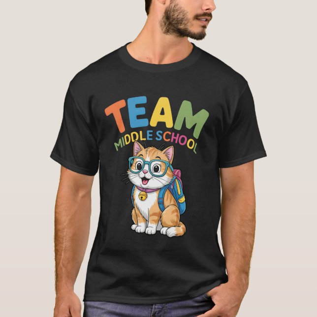 Zurück zur Schule Katze Tees Team Mittelschule Jun (Vorderseite)