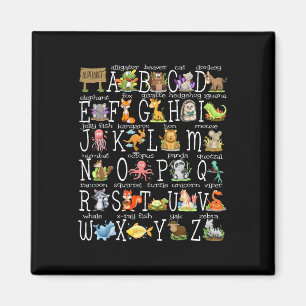 Zurück zur Schule Kinder Süße Tiere A-z Alphabet A Magnet