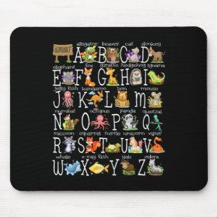 Zurück zur Schule Kinder Süße Tiere A-z Alphabet A Mousepad