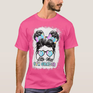 Zurück zur Schule Kleine Miss 4. Klasse Messy Bun T-Shirt