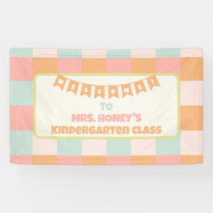 Zurück zur Schule Lehrerin Groovy Retro Banner