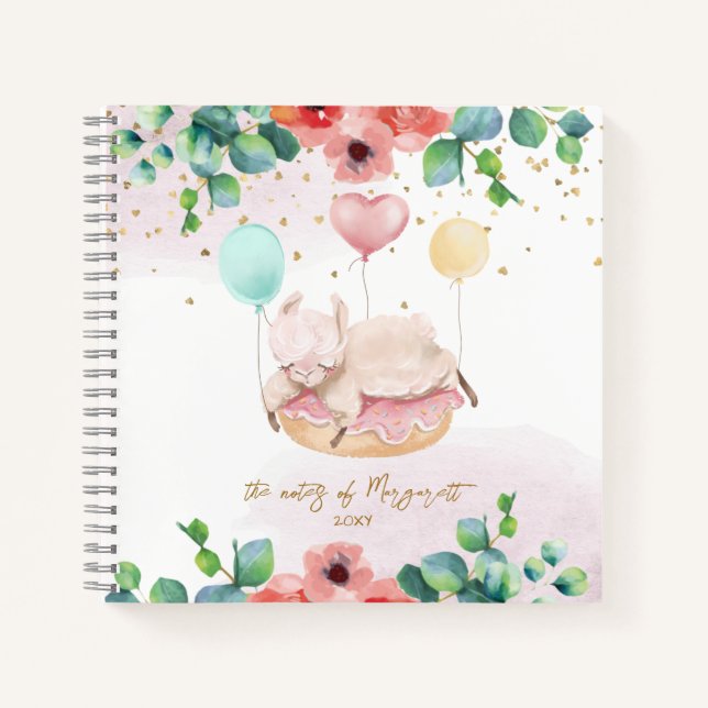 Zurück zur Schule Llama Girl Sketchbook Notizbuch (Vorderseite)