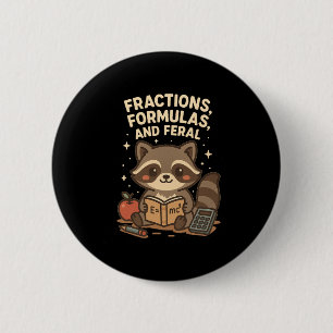 Zurück zur Schule Mathelehrer Waschbär Brüche Form Button