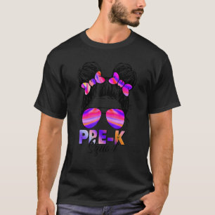 Zurück zur Schule Messy Kid Bun Hallo Pre K Girls T-Shirt