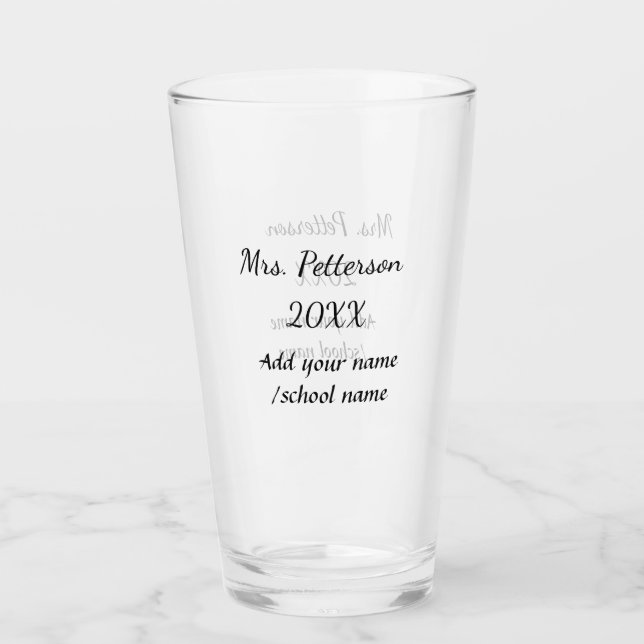 Zurück zur Schule Name der Lehrerin Jahr der Schul Glas (Vorderseite)