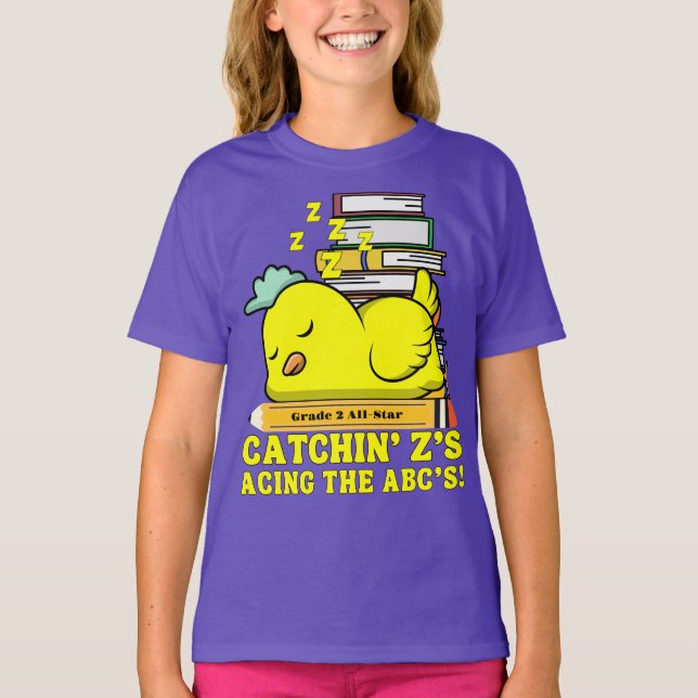 Zurück zur Schule Name Schlafhühnchen T-Shirt (Vorderseite)