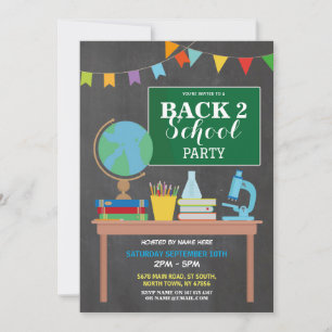 Zurück zur Schule Party Chalk Spaß Tinte laden Einladung