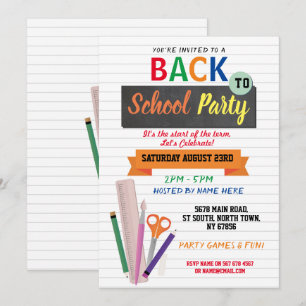 Zurück zur Schule Party Notebook-Stationäre Einlad Einladung