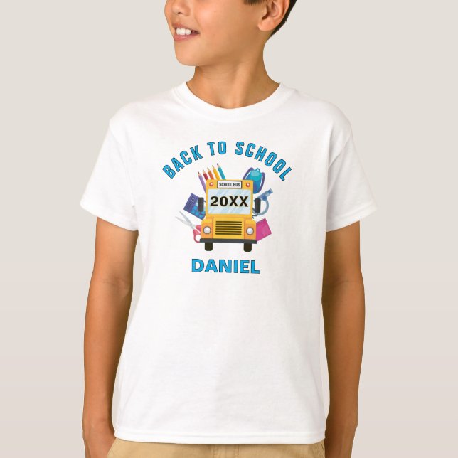 Zurück zur Schule - Personalisierte Kinderbetreuun T-Shirt (Vorderseite)