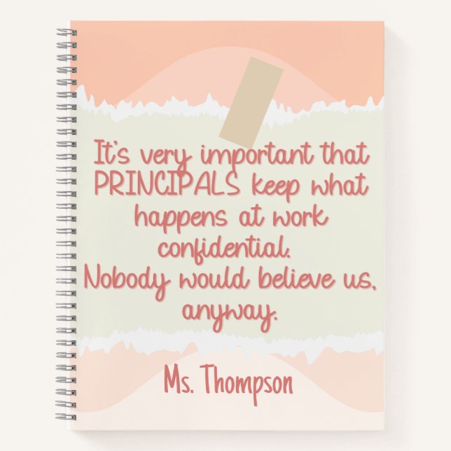 Zurück zur Schule Principal Retro Peach Wavy Funny Notizbuch (Vorderseite)