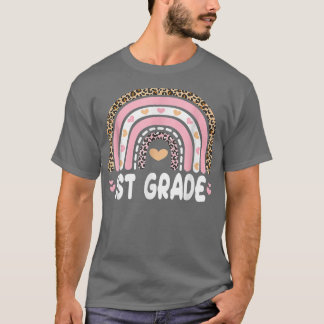 Zurück zur Schule Rainbow Leopard Pink Hear T-Shirt