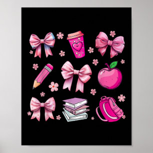 Zurück zur Schule Rosa Coquette Bow Pencil Apfel K Poster