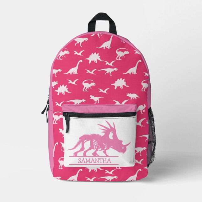 Zurück zur Schule Rosa Dino Thema gedruckter Rucks Bedruckter Rucksack (Vorderseite)
