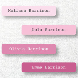 Zurück zur Schule Rosa farbencodierte Girl Typisie Etiketten