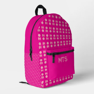 Zurück zur Schule Rosa Schleifen Punkte Monogramm Bedruckter Rucksack