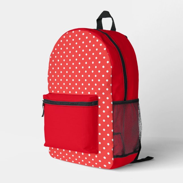 Zurück zur Schule Rote weiße Polka Punkte Bedruckter Rucksack (Rückseitige Ecke Rechts)