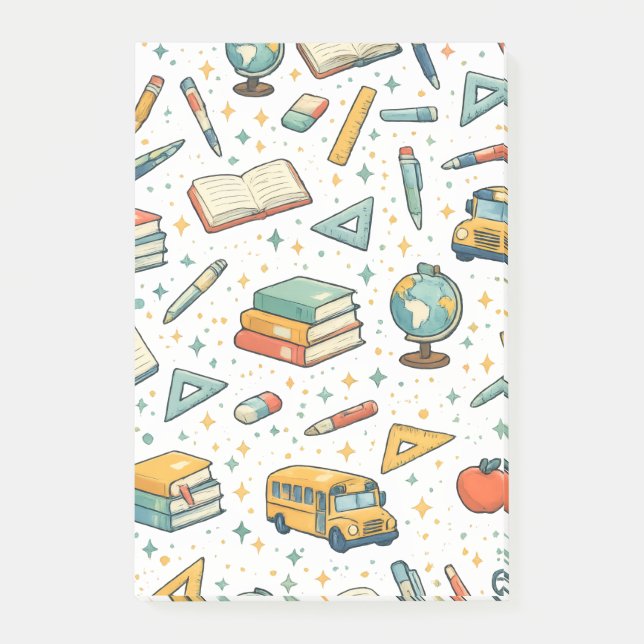 Zurück zur Schule Schulmaterial-Muster-Notizblock Post-it Klebezettel (Vorderseite)