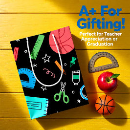 Zurück zur Schule schwarze Vorräte mittlere Gesche Geschenktüte