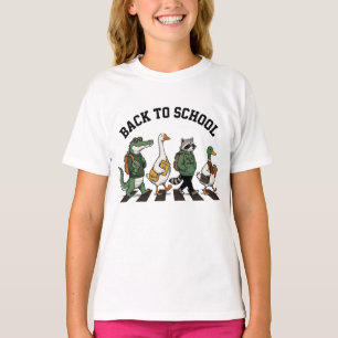 Zurück zur Schule Tierfreunde überqueren die Straß T-Shirt