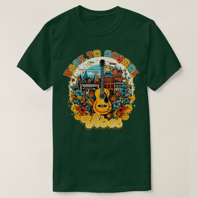 Zurück zur Schule Vibes Guitar Design T-Shirt (Design vorne)