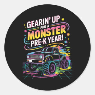 Zurück zur Schule Vorschule Pre-k Monstertruck Ers Runder Aufkleber