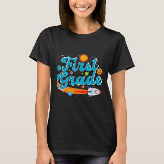Zurück zur Schule Weltraum Lehrer Erste Klasse T-Shirt