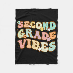 Zurück zur Schule Zweite Klasse Vibes Retro Lehrer Fleecedecke