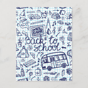 Zurück zur Schulversorgung. Designgestaltung für N Postkarte