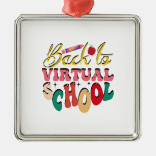 Zurück zur virtuellen Schule Ornament Aus Metall