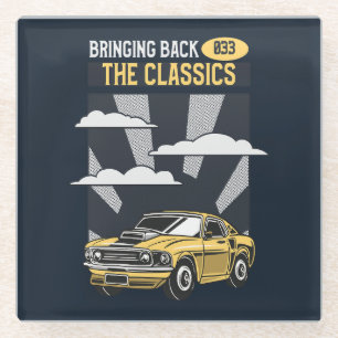 Zurückbringen des klassischen Retro-Muskelwagens Glasuntersetzer