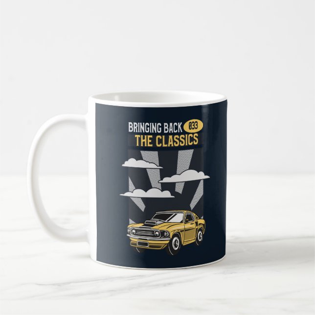 Zurückbringen des klassischen Retro-Muskelwagens Kaffeetasse (Links)