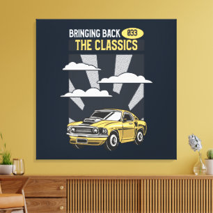 Zurückbringen des klassischen Retro-Muskelwagens Leinwanddruck