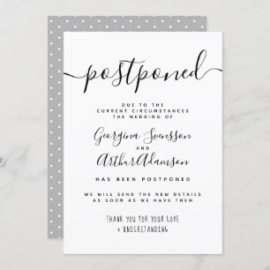 "Zurückgestellt" Black & White Script Hochzeitswec Einladung