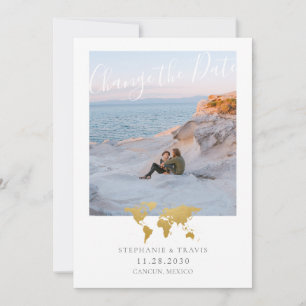 Zurückgestellte Hochzeit in Urlaubsort Gold Map Fo Ankündigung