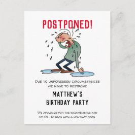 Zurückgestellte Party Stornierung Cartoon Spaß Postkarte