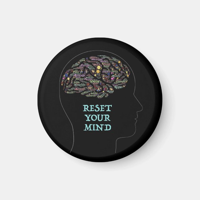 Zurücksetzen des Denkens inspirierendes Word-Desig Magnet (Vorne)
