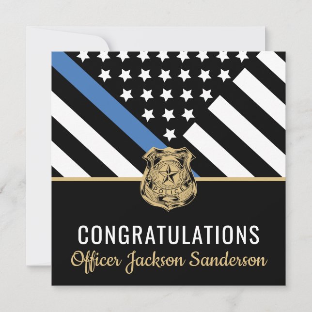 Zurückweisung der Flagge der Polizei Blauer Linie  Karte (Vorderseite)