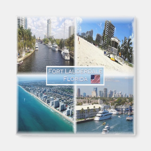 zUS022 FORT LAUDERDALE, Mosaik, Florida, Kühlschra Magnet (Vorne)