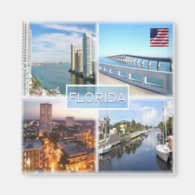 zUS025 FLORIDA, Mosaik, Amerika, Kühlschrank Magnet (Vorne)