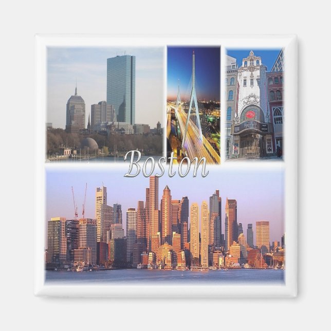 zUS051 BOSTON, Massachusetts, Mosaik, Kühlschrank Magnet (Vorne)
